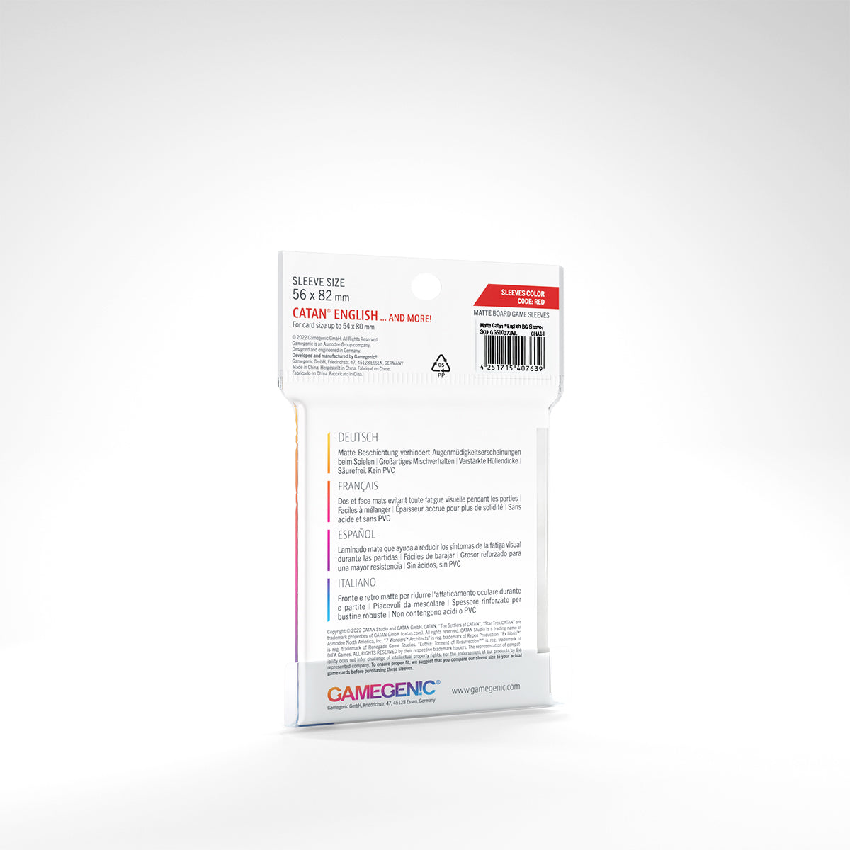 Gamegenic MATTE Englisch Sleeves - Red (56x82mm)
