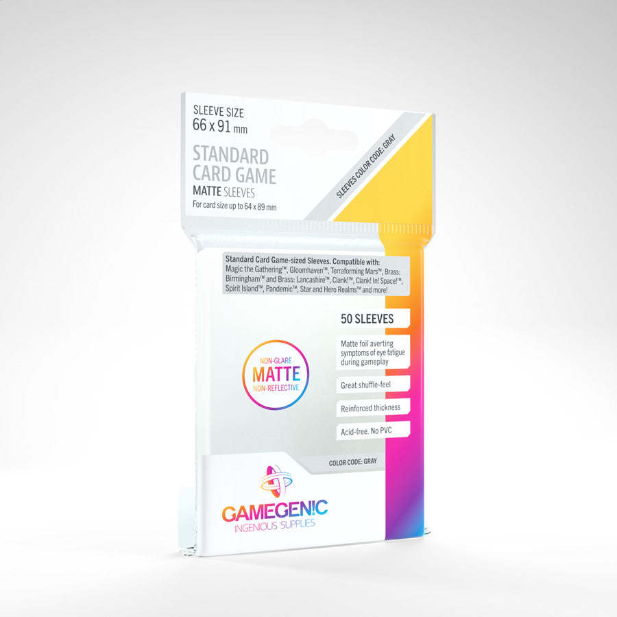 Gamegenic Standard MATTE Sleeves: GRAY (66x91mm)