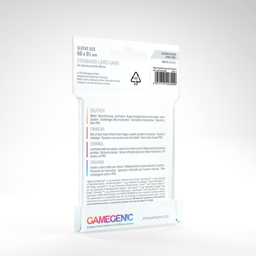 Gamegenic Standard MATTE Sleeves: GRAY (66x91mm)