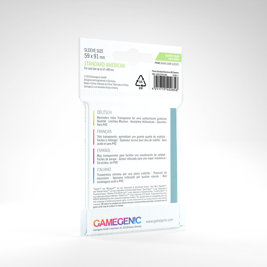 Gamegenic Prime American Sleeves: GREEN (59x91mm)